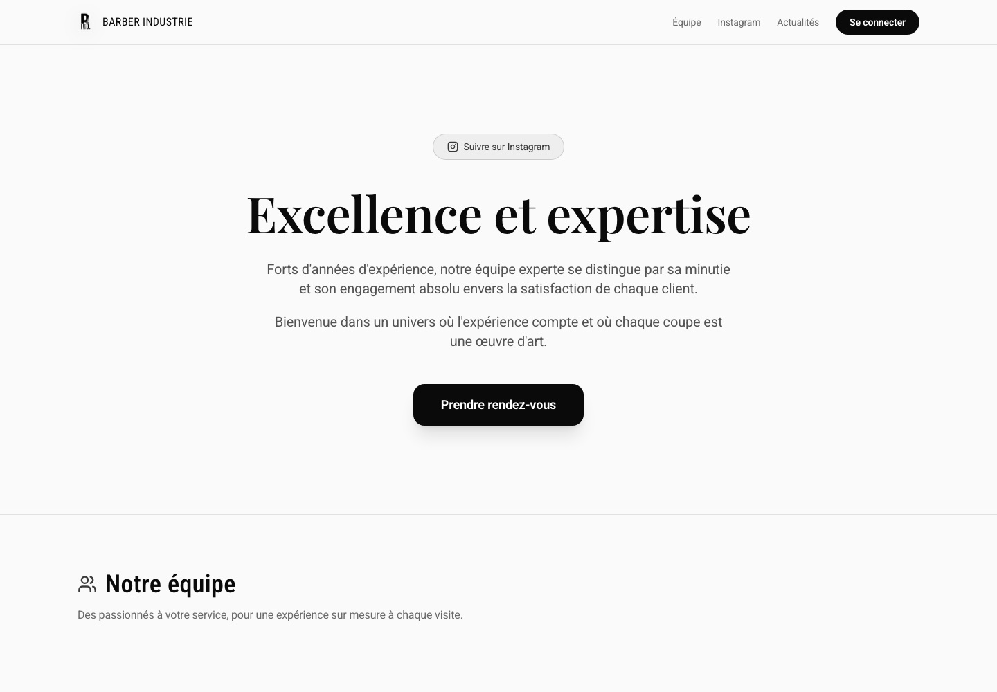 Page d'accueil du site Barber Industrie