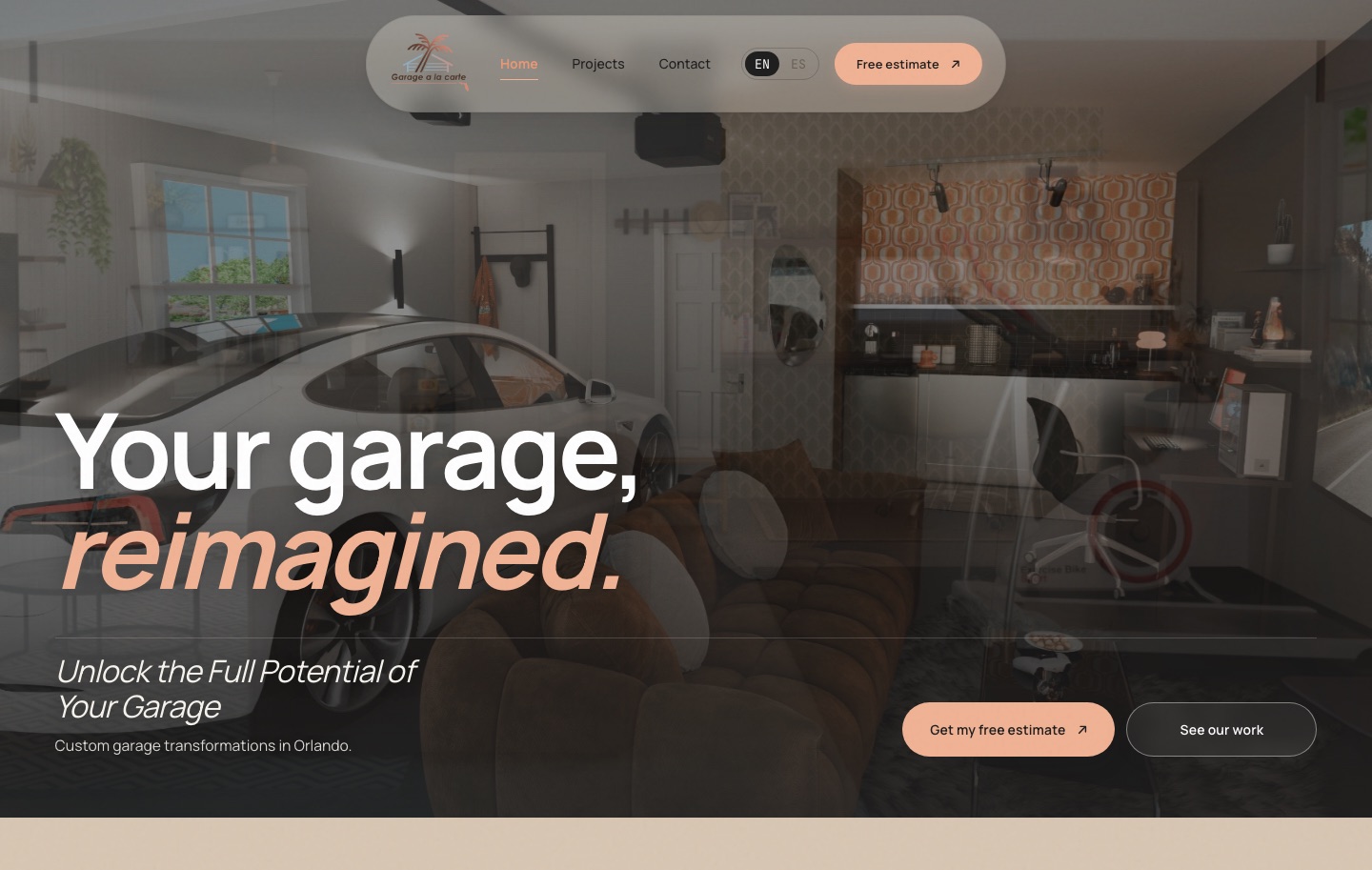 Page d'accueil du site Garage à la Carte